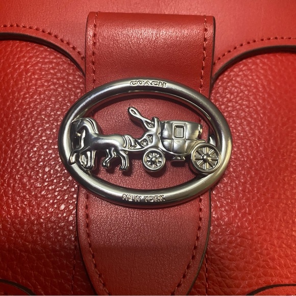 LIKE NEW COACH RED GEORGIE GEM CROSSBODY WITH SILVER HARDWARE - Picture 10 of 16
